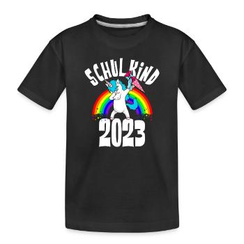 Licorne 2023 Licorne Premier jour d’inscription à l’école - T-shirt bio Premium Enfant - noir - Devant