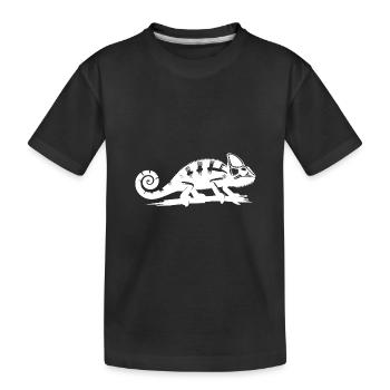Kleiner Chamäleon Drache mit gekringelter Schwanz - Kinder Premium Bio T-Shirt - Schwarz - Vorne