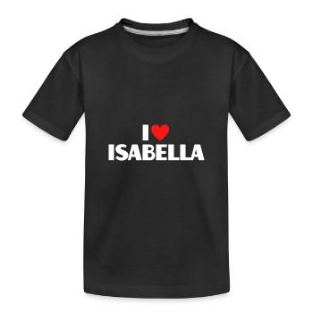 I Love Isabella Red Heart Love Fan Gift - Kids' Premium Organic T-Shirt - black - Front