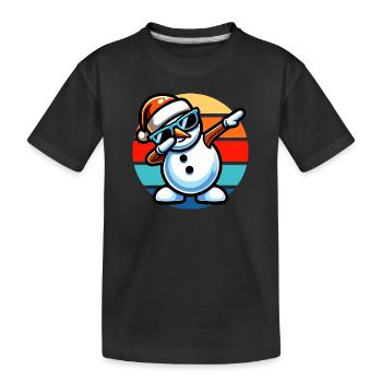 Dabbing Schneemann Vintage Sunset - Kinder Premium Bio T-Shirt - Schwarz - Vorne