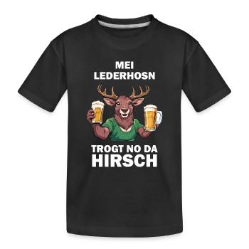 Lederhose Hirsch Tracht Bayrisch Trachten Ersatz - Kinder Premium Bio T-Shirt - Schwarz - Vorne