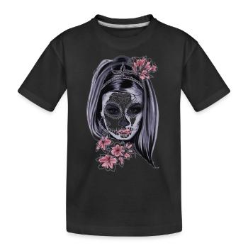 Woman with mask - Kids' Premium Organic T-Shirt - black - Front