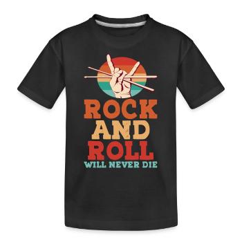 Rock and Roll will never Die - Kinder Premium Bio T-Shirt - Schwarz - Vorne