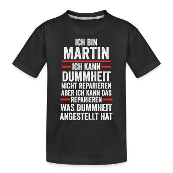 Martin - Kinder Premium Bio T-Shirt - Schwarz - Vorne