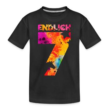 ENDLICH 7 EINHORN 7. GEBURTSTAG - Kinder Premium Bio T-Shirt - Schwarz - Vorne