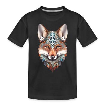Fuchs Aquarell Mandala Yoga Waldtier Spirituell - Kinder Premium Bio T-Shirt - Schwarz - Vorne