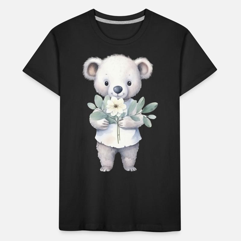 Koala mignon et mignon avec bouquet de fleurs T-shirt bio Premium Enfant