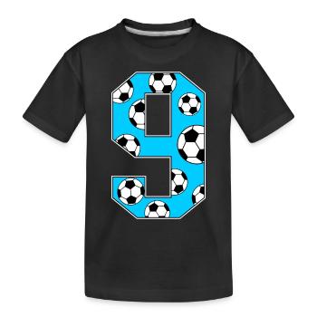 9 Birthday Football Blue - Kids' Premium Organic T-Shirt - black - Front