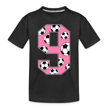 9 Birthday Football Pink - Kids' Premium Organic T-Shirt - black - Front