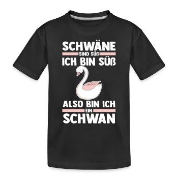 Schwan - Kinder Premium Bio T-Shirt - Schwarz - Vorne