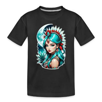 Indische Prinzessin - Aztek - Kinder Premium Bio T-Shirt - Schwarz - Vorne