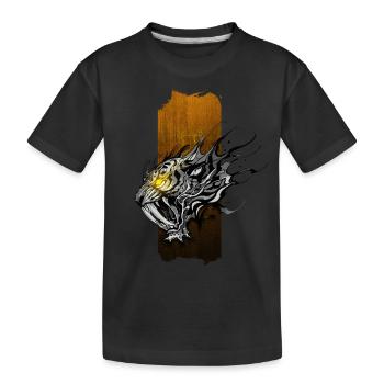 Inferno's Roar: Saber-Toothed Tiger with Glowing Y - Kids' Premium Organic T-Shirt - black - Front