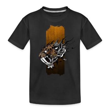 Echos der Antike: Säbelzahntiger - Kinder Premium Bio T-Shirt - Schwarz - Vorne