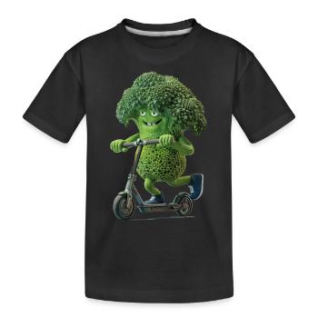 Broccoli Scooter - Kids' Premium Organic T-Shirt - black - Front