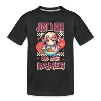 Just A Girl Who Loves Ramen - Kids' Premium Organic T-Shirt - black - Front