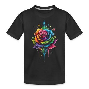 Mehrfarbig Rosa - Kinder Premium Bio T-Shirt - Schwarz - Vorne