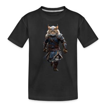 Viking cat - Kids' Premium Organic T-Shirt - black - Front