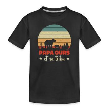 Papa ours et sa tribu, Humour cadeau - T-shirt bio Premium Enfant - noir - Devant