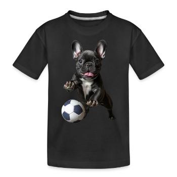 Französische Bulldogge - Kinder Premium Bio T-Shirt - Schwarz - Vorne