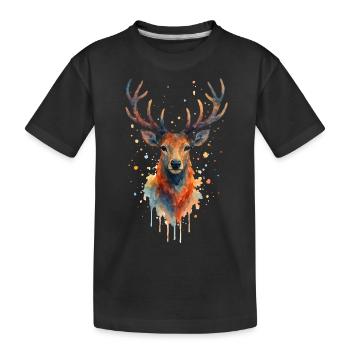 Cerf Aquarelle - T-shirt bio Premium Enfant - noir - Devant