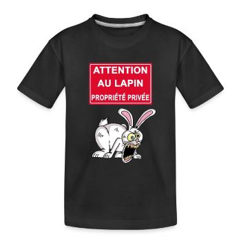 Attention au lapin blanc - T-shirt bio Premium Enfant - noir - Devant