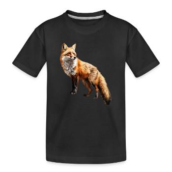 Roter Fuchs – Wildtier Alpen Design - Kinder Premium Bio T-Shirt - Schwarz - Vorne