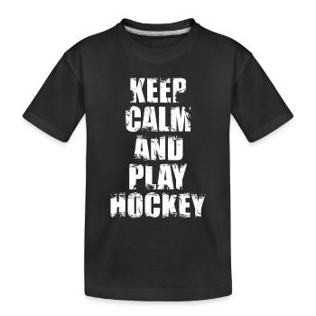 Keep Calm And Play Hockey - Kinder Premium Bio T-Shirt - Schwarz - Vorne