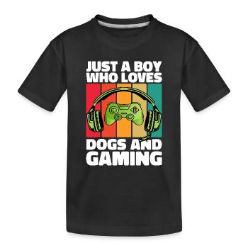 Gamer und Hunde: Videospiele und Hundetreue - Kinder Premium Bio T-Shirt - Schwarz - Vorne