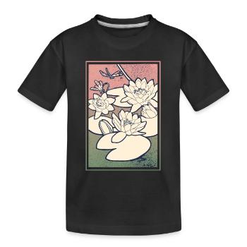 Illustration de nénuphar – Tranquillité et nature - T-shirt bio Premium Enfant - noir - Devant