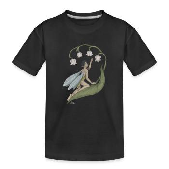 Pixie mit Maiglöckchen - Kinder Premium Bio T-Shirt - Schwarz - Vorne