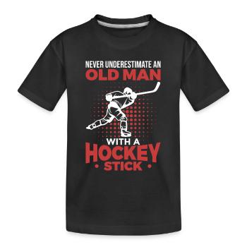 Old Man With A Hockey Stick - Kids' Premium Organic T-Shirt - black - Front