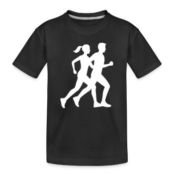 Dynamisches Laufsilhouetten-Design - Kinder Premium Bio T-Shirt - Schwarz - Vorne
