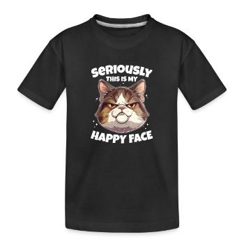 Drôle de chat visage heureux - T-shirt bio Premium Enfant - noir - Devant