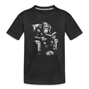 Affenlesen im Sessel - Kinder Premium Bio T-Shirt - Schwarz - Vorne