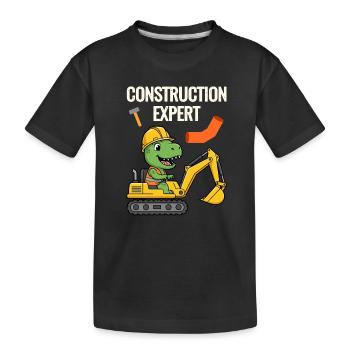 Bauarbeiter Dino - Kinder Premium Bio T-Shirt - Schwarz - Vorne