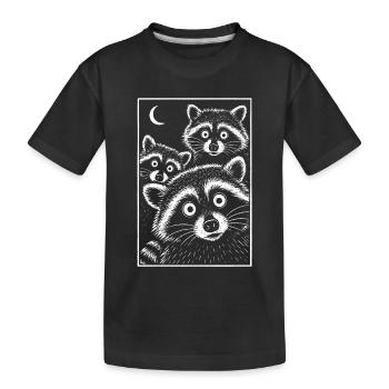 Motif animalier de la troupe de ratons laveurs nocturnes drôle - T-shirt bio Premium Enfant - noir - Devant