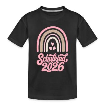 Enfant d’école 2026 Fille arc-en-ciel - T-shirt bio Premium Enfant - noir - Devant