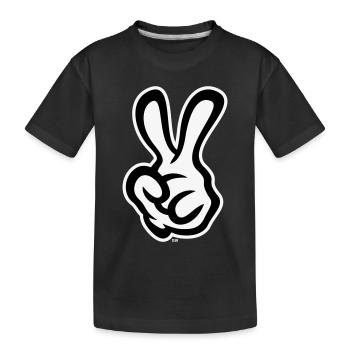 Victory Handzeichen (Linke Hand / NEG / 2C) - Kinder Premium Bio T-Shirt - Schwarz - Vorne