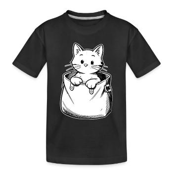 Illustration du chaton dans une bourse - T-shirt bio Premium Enfant - noir - Devant