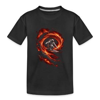 Astronaute surfeur dans vortex braise volcan - T-shirt bio Premium Enfant - noir - Devant