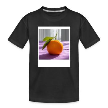 Sonnenorange auf lila Leinen - Kinder Premium Bio T-Shirt - Schwarz - Vorne