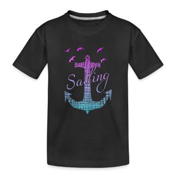 Anker Skipper Kapitän Segeln - Kinder Premium Bio T-Shirt - Schwarz - Vorne
