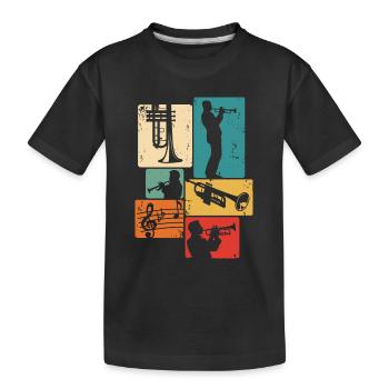 Trompete Musiker Orchester Trompeter - Kinder Premium Bio T-Shirt - Schwarz - Vorne
