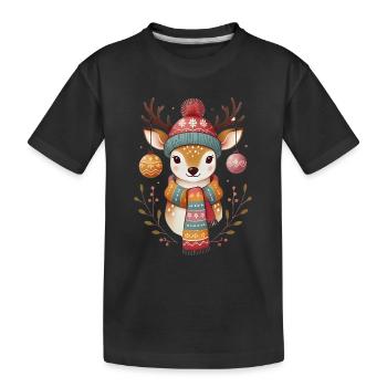 Cerf festif avec ornements Écharpe - T-shirt bio Premium Enfant - noir - Devant