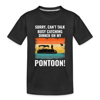 Ponton Bateau Nautique Pontooning Pêche Rétro - T-shirt bio Premium Enfant - noir - Devant
