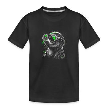 Cooles futuristisches Steampunk Erdmännchen grün - Kinder Premium Bio T-Shirt - Schwarz - Vorne