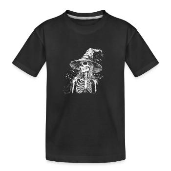 Düstere Skelett Hexe mit Hexenhut - Kinder Premium Bio T-Shirt - Schwarz - Vorne