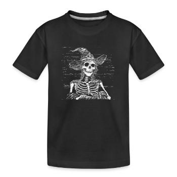 Düstere Skelett Hexe mit Hexenhut - Kinder Premium Bio T-Shirt - Schwarz - Vorne