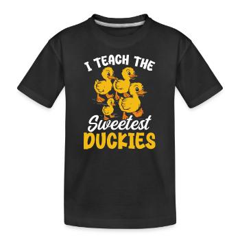 I Teach The Sweetest Duckies Teacher Rubber Duck - Kids' Premium Organic T-Shirt - black - Front
