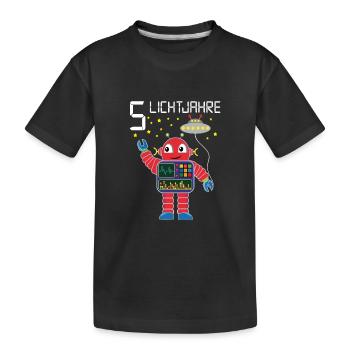 Roboter gratuliert 5 Lichtjahre alt fünf Jahre - Kinder Premium Bio T-Shirt - Schwarz - Vorne